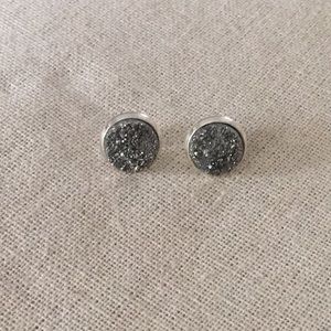 Silver druzy studs
